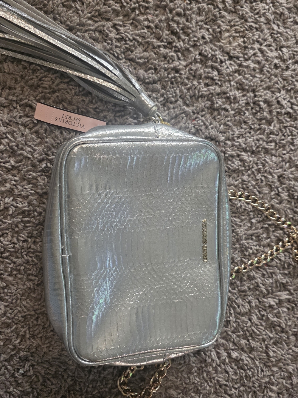 Victoria's Secret Silver Metallic Crossbody Bag